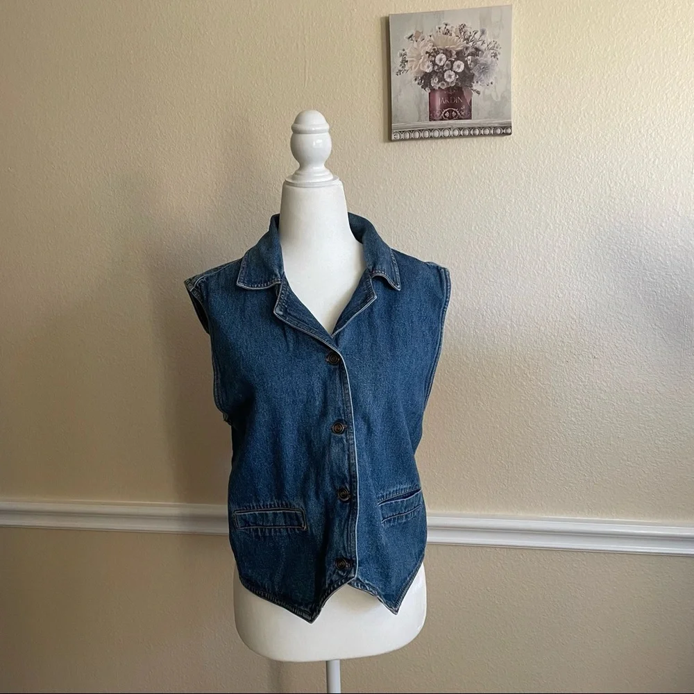 SOLD Vintage 💗 Y NOT Sportswear Blue Denim Vest with Pockets Women's Size: Med - Picture 8 of 10
